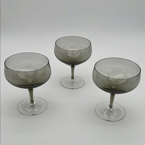 Royal Moselle Nova Smoke Champagne or Tall Sherbet Glasses (set of 3)